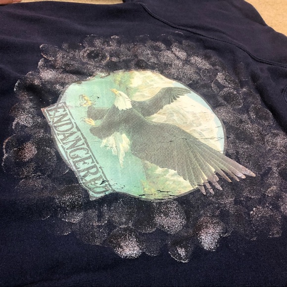 Vtg Bald Eagle Graphic Navy Crew Neck - Picture 3 of 5